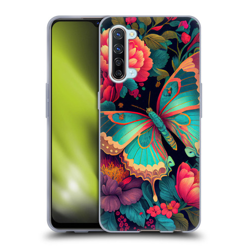 JK Stewart Art Butterfly And Flowers Soft Gel Case for OPPO Find X2 Lite 5G