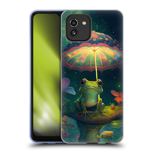 JK Stewart Art Frog With Umbrella Soft Gel Case for Samsung Galaxy A03 (2021)