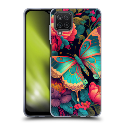 JK Stewart Art Butterfly And Flowers Soft Gel Case for Samsung Galaxy A12 (2020)