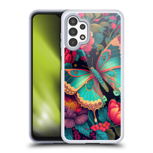 JK Stewart Art Butterfly And Flowers Soft Gel Case for Samsung Galaxy A13 (2022)