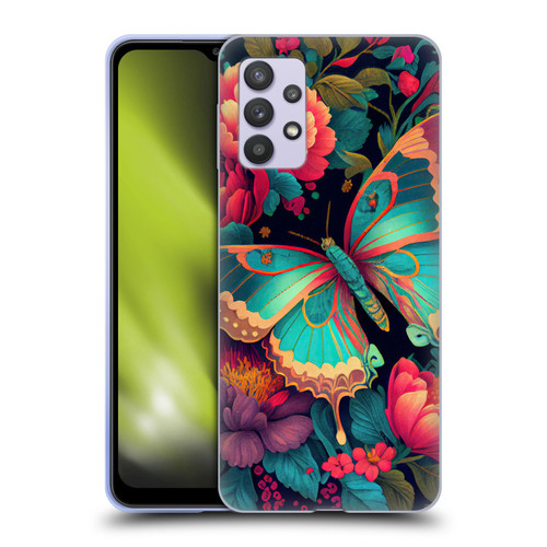 JK Stewart Art Butterfly And Flowers Soft Gel Case for Samsung Galaxy A32 5G / M32 5G (2021)