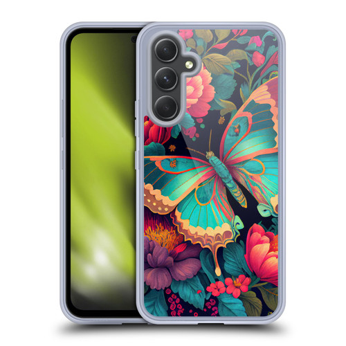 JK Stewart Art Butterfly And Flowers Soft Gel Case for Samsung Galaxy A54 5G