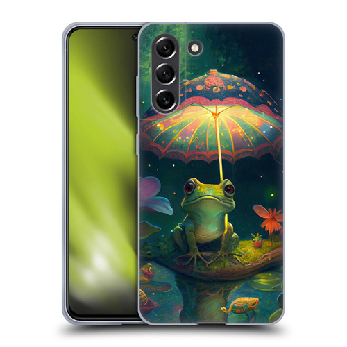 JK Stewart Art Frog With Umbrella Soft Gel Case for Samsung Galaxy S21 FE 5G