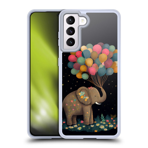JK Stewart Art Elephant Holding Balloon Soft Gel Case for Samsung Galaxy S21 5G