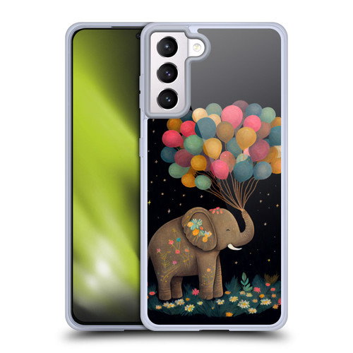 JK Stewart Art Elephant Holding Balloon Soft Gel Case for Samsung Galaxy S21+ 5G