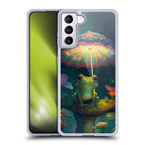 JK Stewart Art Frog With Umbrella Soft Gel Case for Samsung Galaxy S21+ 5G