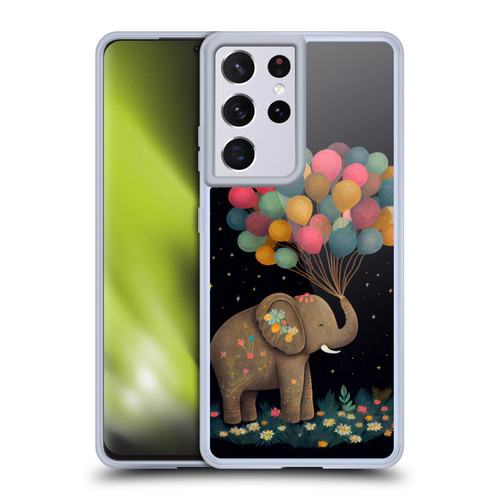 JK Stewart Art Elephant Holding Balloon Soft Gel Case for Samsung Galaxy S21 Ultra 5G