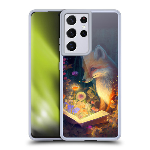 JK Stewart Art Fox Reading Soft Gel Case for Samsung Galaxy S21 Ultra 5G
