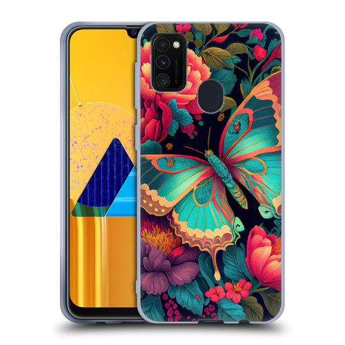 JK Stewart Art Butterfly And Flowers Soft Gel Case for Samsung Galaxy M30s (2019)/M21 (2020)