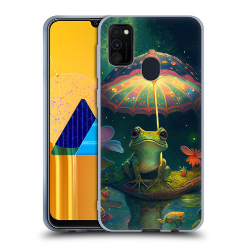 JK Stewart Art Frog With Umbrella Soft Gel Case for Samsung Galaxy M30s (2019)/M21 (2020)