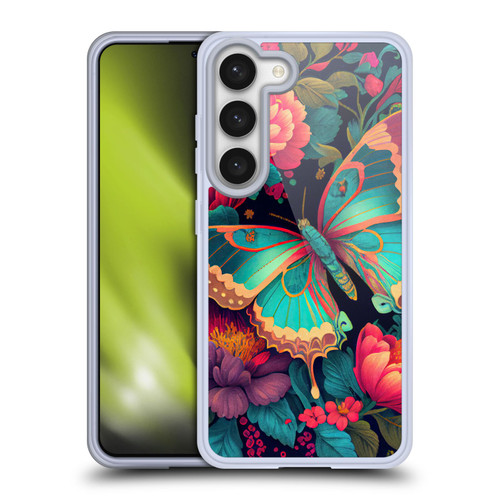 JK Stewart Art Butterfly And Flowers Soft Gel Case for Samsung Galaxy S23 5G