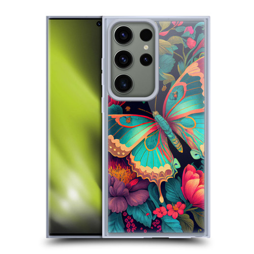 JK Stewart Art Butterfly And Flowers Soft Gel Case for Samsung Galaxy S23 Ultra 5G