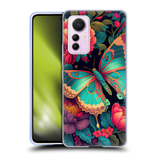 JK Stewart Art Butterfly And Flowers Soft Gel Case for Xiaomi 12 Lite