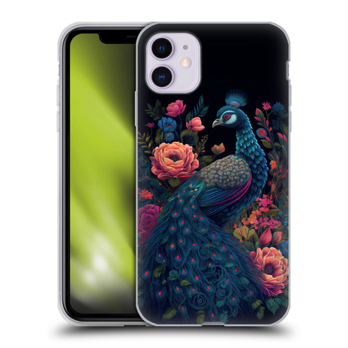 JK Stewart Graphics Peacock In Night Garden Soft Gel Case for Apple iPhone 11