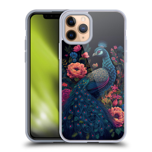 JK Stewart Graphics Peacock In Night Garden Soft Gel Case for Apple iPhone 11 Pro