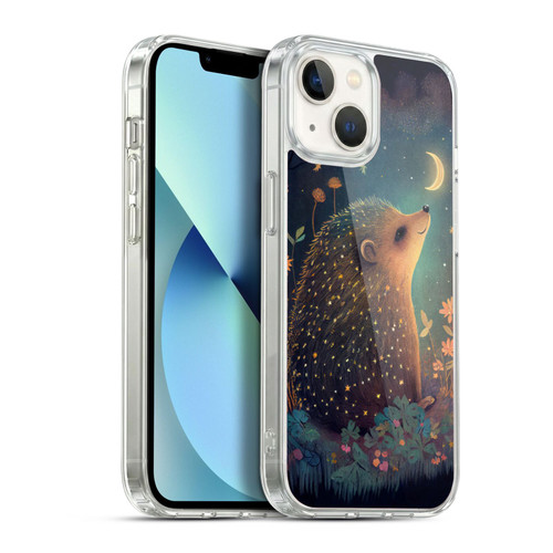 JK Stewart Graphics Hedgehog Looking Up At Stars Soft Gel Case for Apple iPhone 13