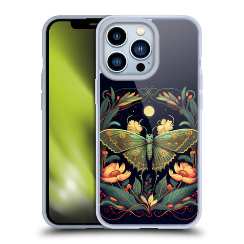 JK Stewart Graphics Lunar Moth Night Garden Soft Gel Case for Apple iPhone 13 Pro