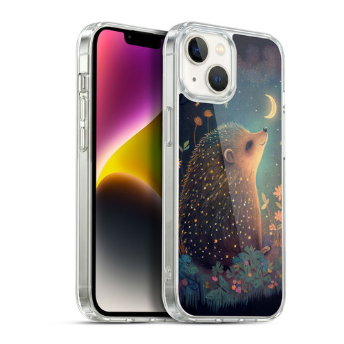 JK Stewart Graphics Hedgehog Looking Up At Stars Soft Gel Case for Apple iPhone 14
