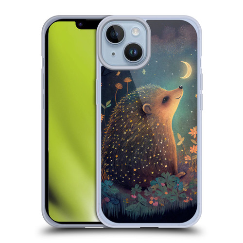 JK Stewart Graphics Hedgehog Looking Up At Stars Soft Gel Case for Apple iPhone 14