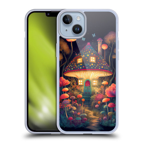 JK Stewart Graphics Mushroom Cottage Night Garden Soft Gel Case for Apple iPhone 14 Plus