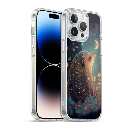 JK Stewart Graphics Hedgehog Looking Up At Stars Soft Gel Case for Apple iPhone 14 Pro Max