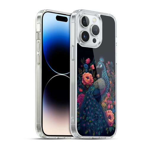 JK Stewart Graphics Peacock In Night Garden Soft Gel Case for Apple iPhone 14 Pro Max