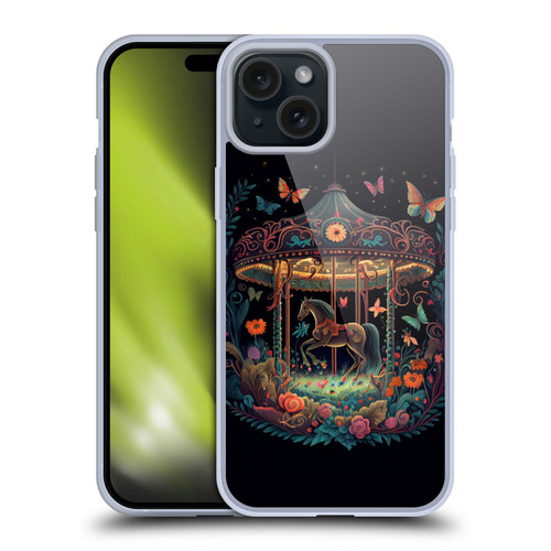 JK Stewart Graphics Carousel Dark Knight Garden Soft Gel Case for Apple iPhone 15 Plus