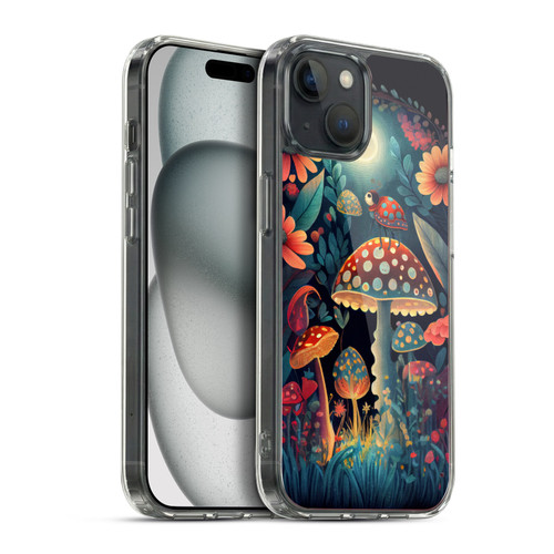 JK Stewart Graphics Ladybug On Mushroom Soft Gel Case for Apple iPhone 15 Plus