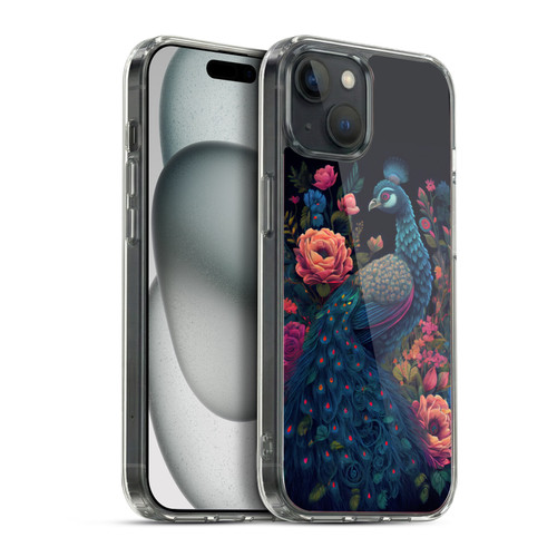 JK Stewart Graphics Peacock In Night Garden Soft Gel Case for Apple iPhone 15 Plus