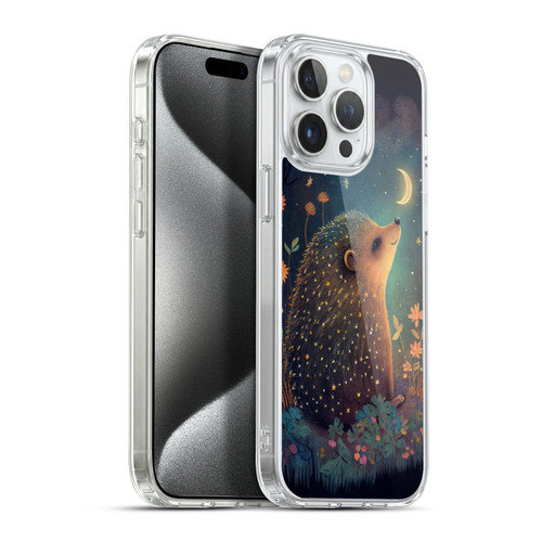 JK Stewart Graphics Hedgehog Looking Up At Stars Soft Gel Case for Apple iPhone 15 Pro Max