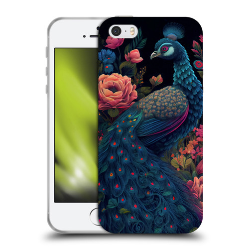 JK Stewart Graphics Peacock In Night Garden Soft Gel Case for Apple iPhone 5 / 5s / iPhone SE 2016
