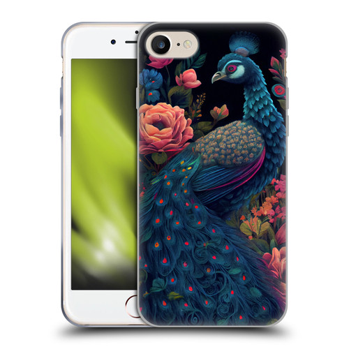 JK Stewart Graphics Peacock In Night Garden Soft Gel Case for Apple iPhone 7 / 8 / SE 2020 & 2022