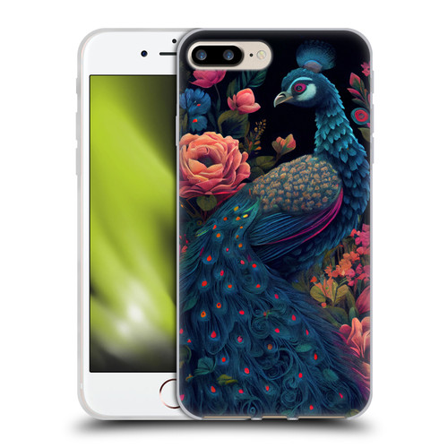 JK Stewart Graphics Peacock In Night Garden Soft Gel Case for Apple iPhone 7 Plus / iPhone 8 Plus