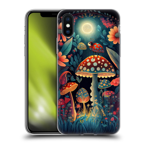 JK Stewart Graphics Ladybug On Mushroom Soft Gel Case for Apple iPhone X / iPhone XS