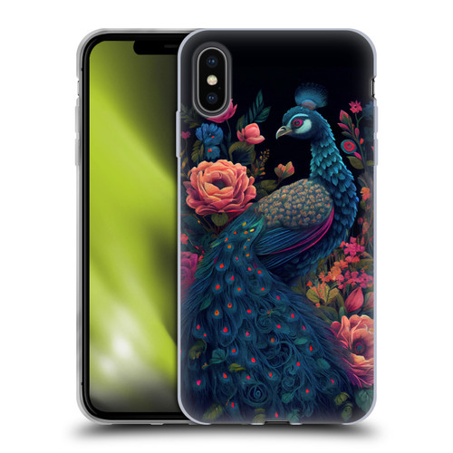 JK Stewart Graphics Peacock In Night Garden Soft Gel Case for Apple iPhone XS Max