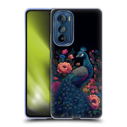 JK Stewart Graphics Peacock In Night Garden Soft Gel Case for Motorola Edge 30