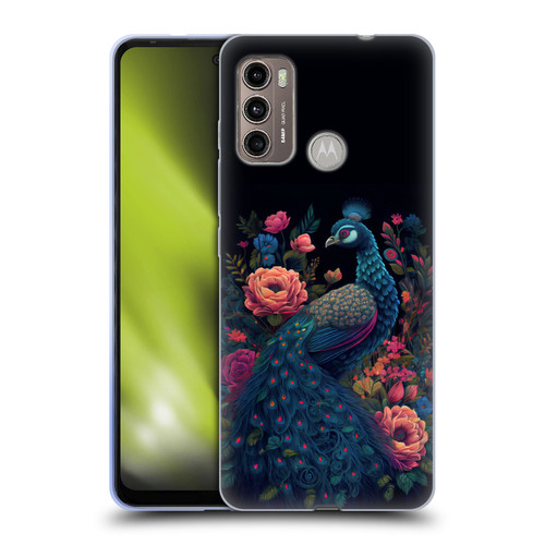 JK Stewart Graphics Peacock In Night Garden Soft Gel Case for Motorola Moto G60 / Moto G40 Fusion