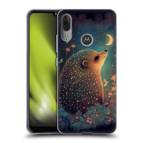 JK Stewart Graphics Hedgehog Looking Up At Stars Soft Gel Case for Motorola Moto E6 Plus