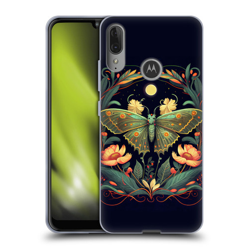 JK Stewart Graphics Lunar Moth Night Garden Soft Gel Case for Motorola Moto E6 Plus