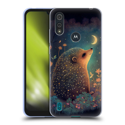 JK Stewart Graphics Hedgehog Looking Up At Stars Soft Gel Case for Motorola Moto E6s (2020)