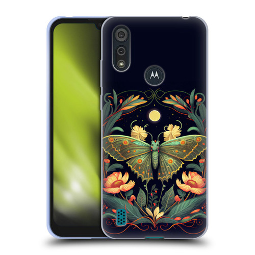 JK Stewart Graphics Lunar Moth Night Garden Soft Gel Case for Motorola Moto E6s (2020)