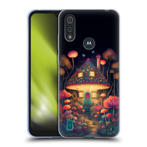 JK Stewart Graphics Mushroom Cottage Night Garden Soft Gel Case for Motorola Moto E6s (2020)