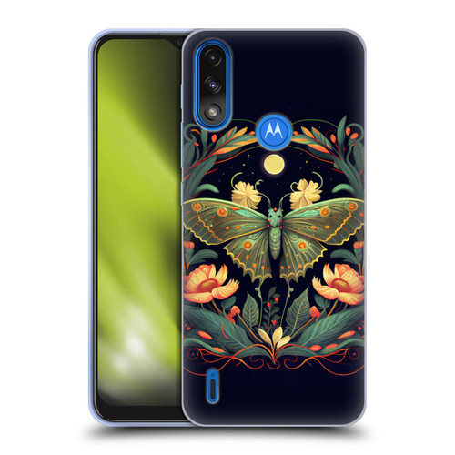 JK Stewart Graphics Lunar Moth Night Garden Soft Gel Case for Motorola Moto E7 Power / Moto E7i Power