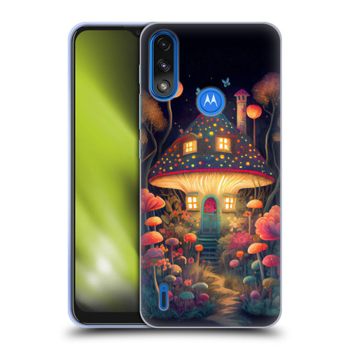 JK Stewart Graphics Mushroom Cottage Night Garden Soft Gel Case for Motorola Moto E7 Power / Moto E7i Power