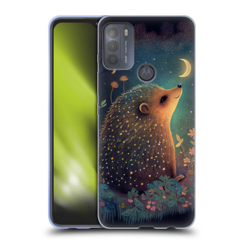 JK Stewart Graphics Hedgehog Looking Up At Stars Soft Gel Case for Motorola Moto G50