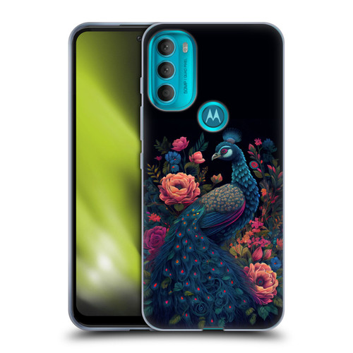 JK Stewart Graphics Peacock In Night Garden Soft Gel Case for Motorola Moto G71 5G