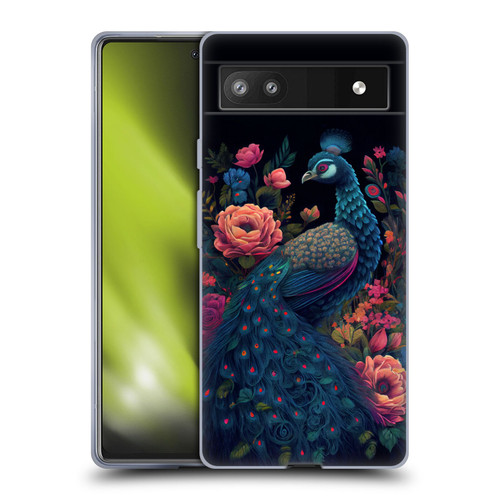 JK Stewart Graphics Peacock In Night Garden Soft Gel Case for Google Pixel 6a