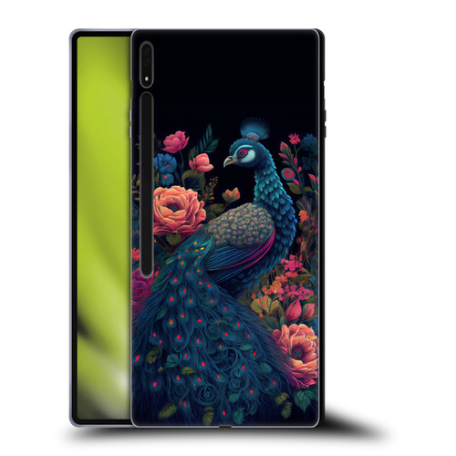 JK Stewart Graphics Peacock In Night Garden Soft Gel Case for Samsung Galaxy Tab S8 Ultra