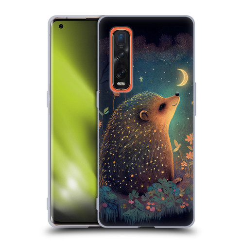 JK Stewart Graphics Hedgehog Looking Up At Stars Soft Gel Case for OPPO Find X2 Pro 5G