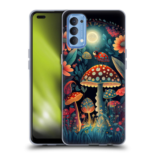 JK Stewart Graphics Ladybug On Mushroom Soft Gel Case for OPPO Reno 4 5G